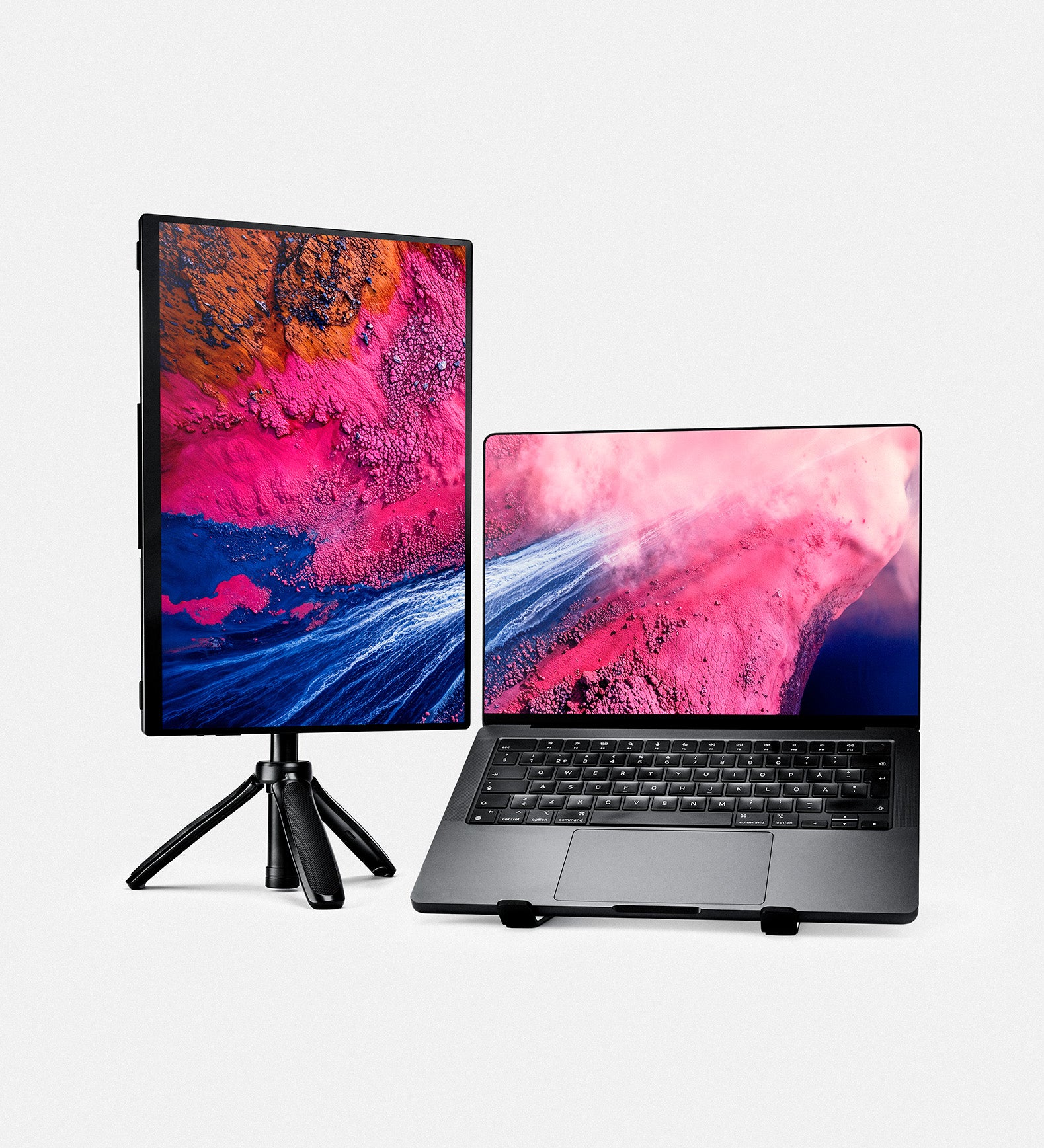 Laptop with second monitor for productivity on the go